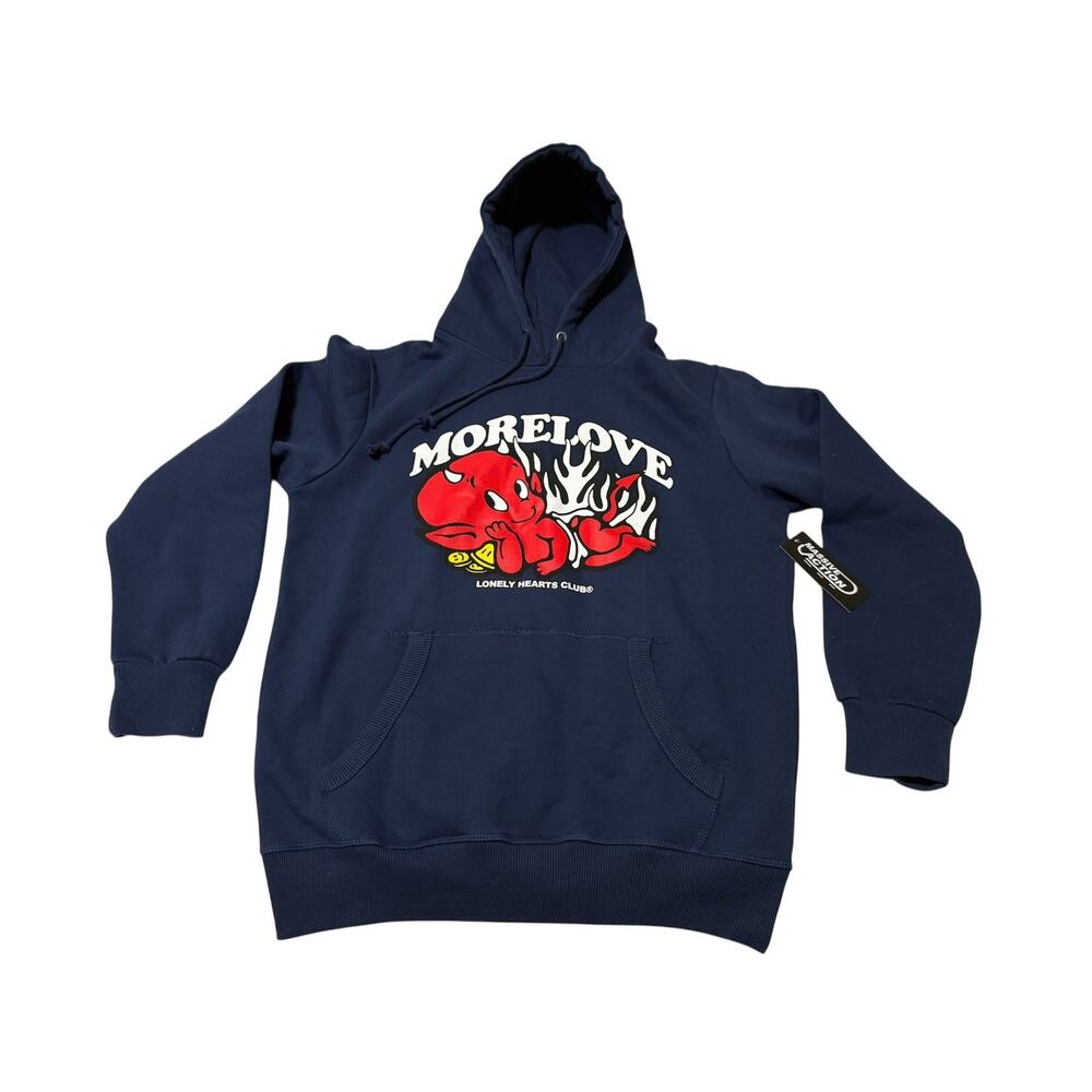 New Lonely Hearts Club More Love Hoodie Navy Blue Size Medium Unisex